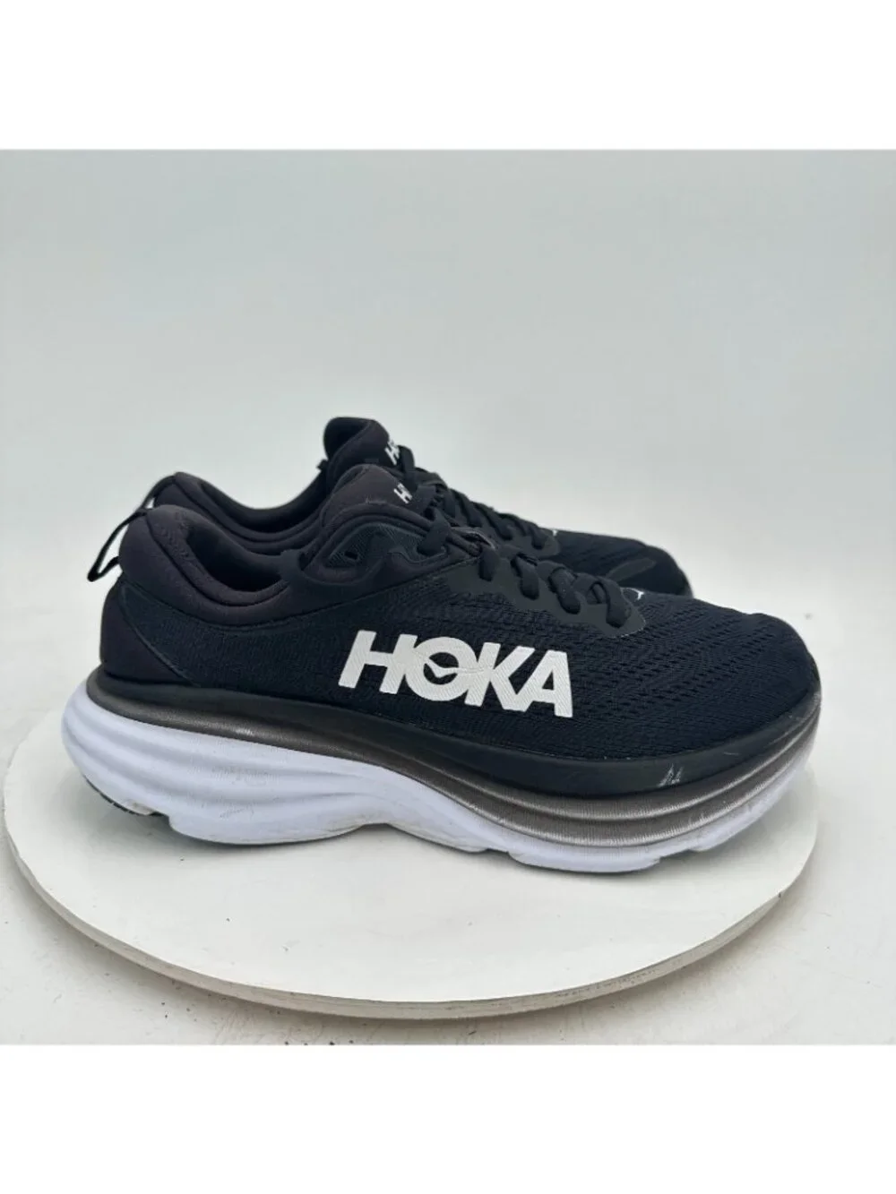 Hoka One One Bondi 8 Women Size 7.5B 1127952-BWHT Black White Shoes